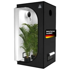 Treez Tools Grow Zelt Schwarz (L) 120x120x200 – Lichtdichtes, belüftetes Anbauzelt mit reflektierendem Mylar für Indoor-Pflanzenzucht.