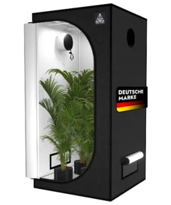 Treez Tools Grow Zelt Schwarz (M) 100x100x200 – Lichtdichtes und belüftetes Anbauzelt mit reflektierendem Mylar für Indoor-Gardening.