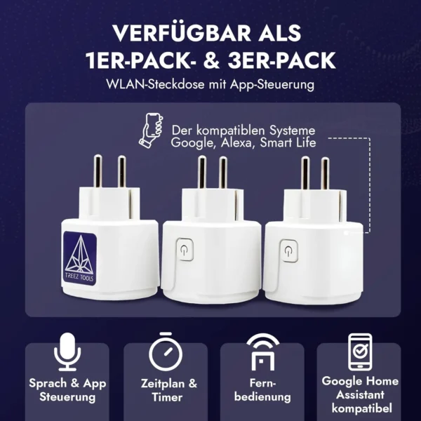 Treez Tools Smart Plug – Smarte Steckdose mit 3520W Leistung und Zeitplan-Funktion