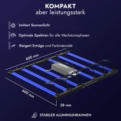 Treez Tools Grow Light LED 320 PRO energieeffiziente Vollspektrum LED Pflanzenlampe für Indoor-Anbau,, und maximale Erträge bei minimalem Stromverbrauch.