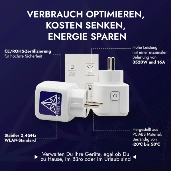 Treez Tools Smart Plug – Smarte Steckdose mit 3520W Leistung und Zeitplan-Funktion