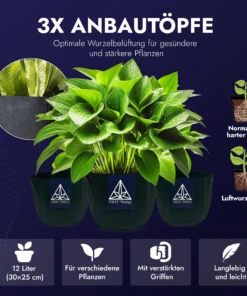Treez Tools Anzuchttopf 3er-Set – Hochwertige 12 Liter Grow Töpfe für Urban Gardening und nachhaltiges Pflanzenwachstum