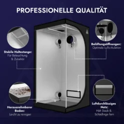 Treez Tools Grow Zelt Schwarz (S) – Lichtdichtes und belüftetes Anbauzelt mit reflektierendem Mylar für Indoor-Gärtner.