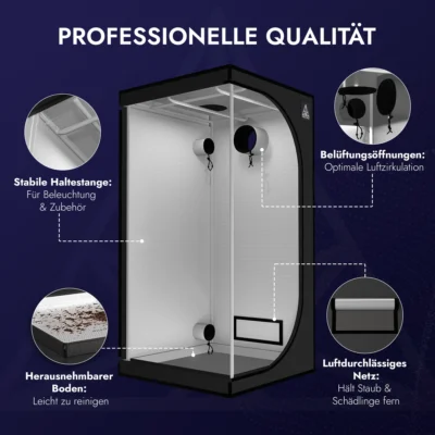 Treez Tools Grow Tent Black (M) 100x100x200 – Lightproof and ventilated grow tent with reflective Mylar for indoor gardening.