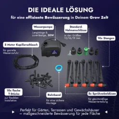 Treez Tools Electronic Watering Kit: Efficiently waters up to 10 plants in your grow tent with a 30W water pump and precise water delivery.