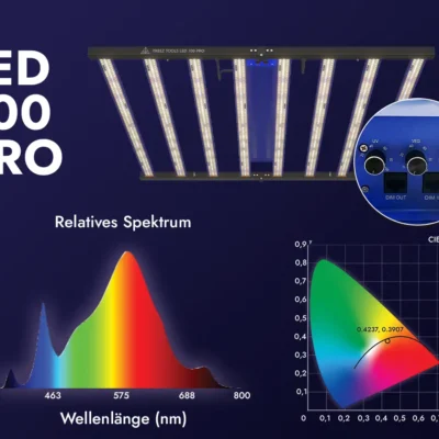 Treez Tools Grow Light LED 700W – Hochleistungs-LED mit Fernrot- und UV-Licht für optimierte Blütephasen.