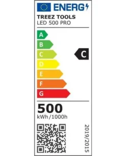 Energieklassifizierung der Treez Tools Grow Light LED 500 PRO – Energieeffiziente 500W LED-Lampe für stromsparendes Indoor-Gardening