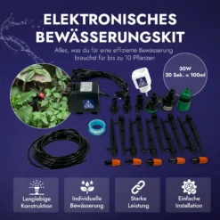 Treez Tools Elektronisches Bewaesserungsset – Effiziente Bewaesserungsloesung fuer bis zu 10 Pflanzen im Grow Zelt mit 30W Wasserpumpe und praeziser Wasserzufuhr.