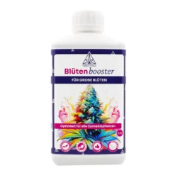Blüten Booster, ein 100 % natürlicher Flüssigdünger mit N-P-K 2-5-8, angereichert mit Kalzium, Magnesium und Eisen, für optimale Blütenproduktion und gesunde Pflanzen