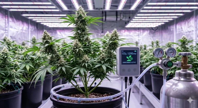 Luftqualität und CO₂-Werte im Cannabisanbau optimieren – gute Luftzirkulation mit Inline-Ventilatoren, oszillierenden Ventilatoren und Abluftsystemen beugt Schimmel und Mehltau vor. CO₂-Anreicherung auf 1200-1500 ppm steigert Photosynthese, Wachstum und Erträge um bis zu 30%. Voraussetzung: abgedichteter Raum, hohe Lichtintensität und regelmäßige Überwachung.