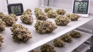 DIY automatisiertes Cannabis-Trocknungssystem – Schritt-für-Schritt-Anleitung mit luftdichtem Behälter, Hygrometer, Mini-Ventilator, Zeitschaltuhr und Boveda-Packs für konstante 18-21°C und 58-62% Luftfeuchtigkeit. Optimale Trocknungsdauer: 7-14 Tage bis Stängel brechen, aber nicht splittern.