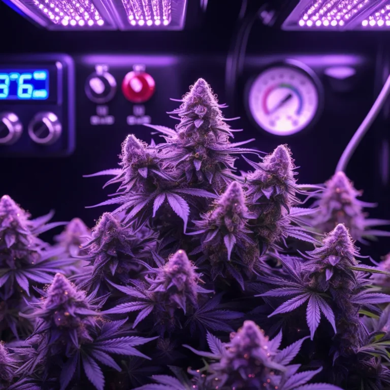 Lila Cannabisblüten züchten Purple Buds Nahaufnahme