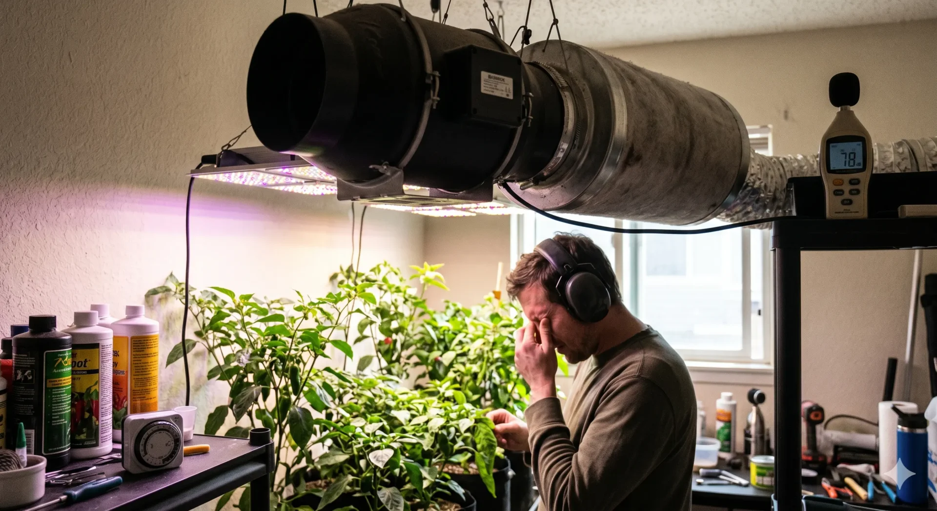 Lärm im Grow-Room vermeiden – 6 Tipps: Lüfter mit Frequenzumrichtern leiser stellen, Schalldämpfer einbauen, Vibrationen mit Gummipads dämmen, Wände mit Akustikmatten isolieren, leise Tauchpumpen nutzen und Kabel fixieren. So bleiben Nachbarn, Sicherheit und dein Wohlbefinden geschützt.