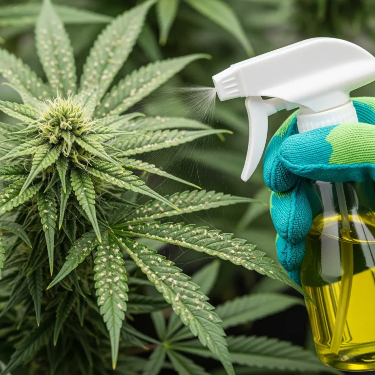 Spinnmilben Cannabis Blattoberseite weiße Punkte erkennen