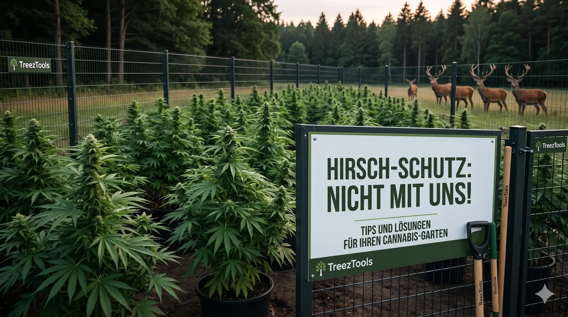 Schutzvorrichtung gegen Hirsche im Cannabis Outdoor Garten