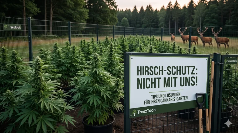 Schutzvorrichtung gegen Hirsche im Cannabis Outdoor Garten