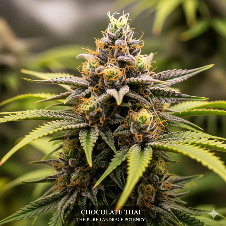 Chocolate Thai Strain Review – Reine Landrace-Sativa aus Thailand mit bis zu 25% THC, langgestreckten Buds und einzigartigem schokoladig-würzigem Aroma im Grow von Treez Tools