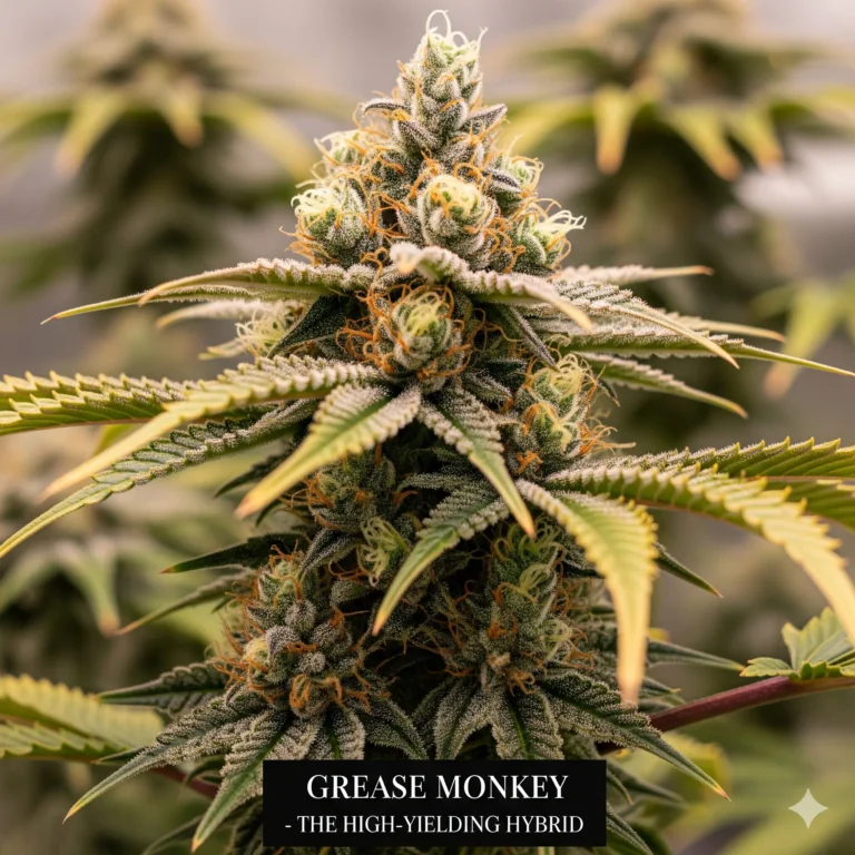 Grease Monkey Strain Review – Ertragsstarker Hybrid aus GG4 und Cookies and Cream mit 25-28% THC, extrem fettigen, harzigen Buds und süß-cremigem Aroma im Grow von Treez Tools