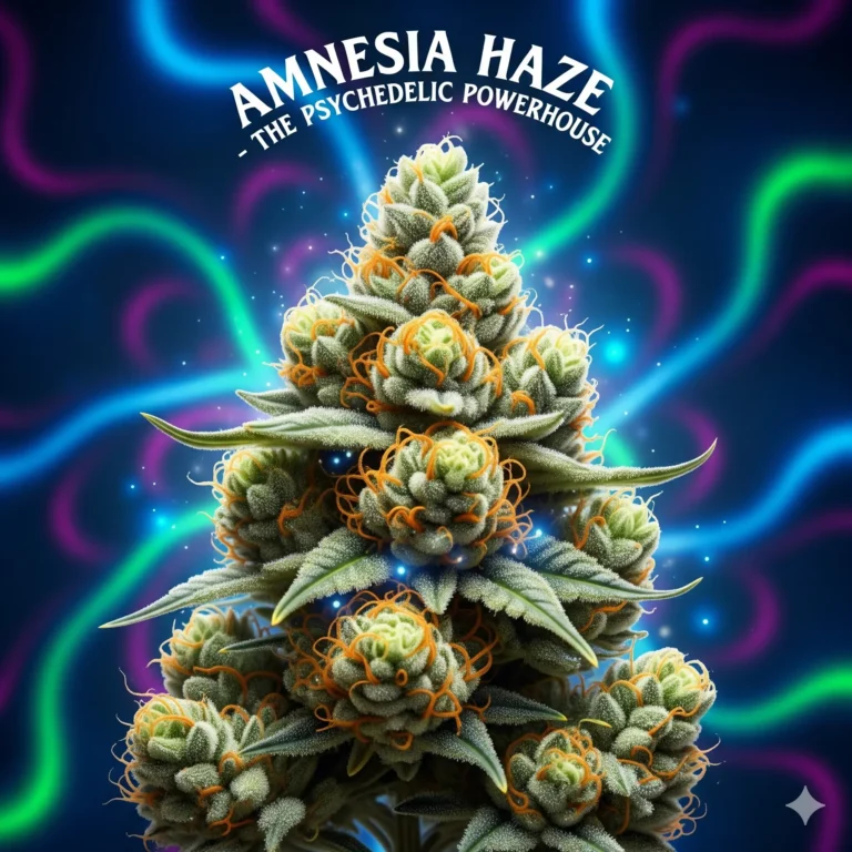 Amnesia Haze Strain Review – Psychedelischer Kraftprotz mit komplexer Haze-Genetik, langgestreckten harzigen Buds und intensivem zitrus-scharfem Aroma im Grow von Treez Tools
