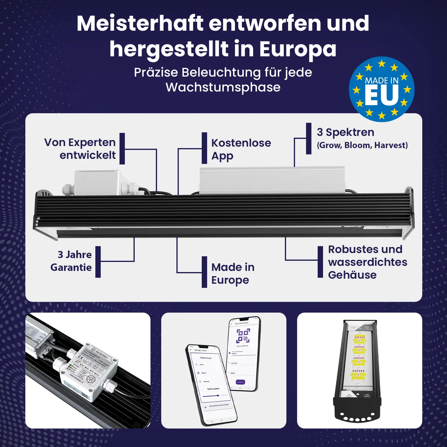 Hocheffiziente Pflanzlampe mit passiver Kühlung & IP65 – Europäische Fertigung von Treez Tools