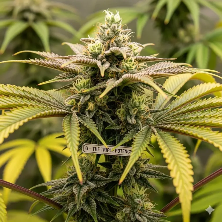 Triple G Strain Review – Extrem potente Cannabis-Blüten (GG4 x Ghost OG x G13) mit 26-30% THC und komplexem erdig-dieseligen Aroma im Grow von Treez Tools