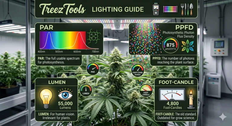 PPFD Messung und PAR Lichtverteilung in einem Cannabis Growzelt mit LED Beleuchtung.
