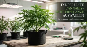 Selektion einer gesunden Cannabis Mutterpflanze für die Stecklingsproduktion unter LED Licht.