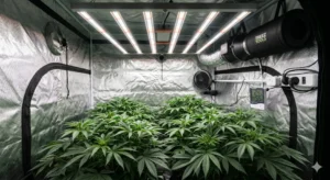 Cannabis Grow Room einrichten mit einem modernen 6-Bar LED Grow Light im Growzelt